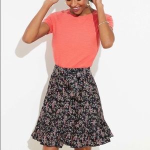 Ann Taylor Loft floral skirt with waist tie size medium